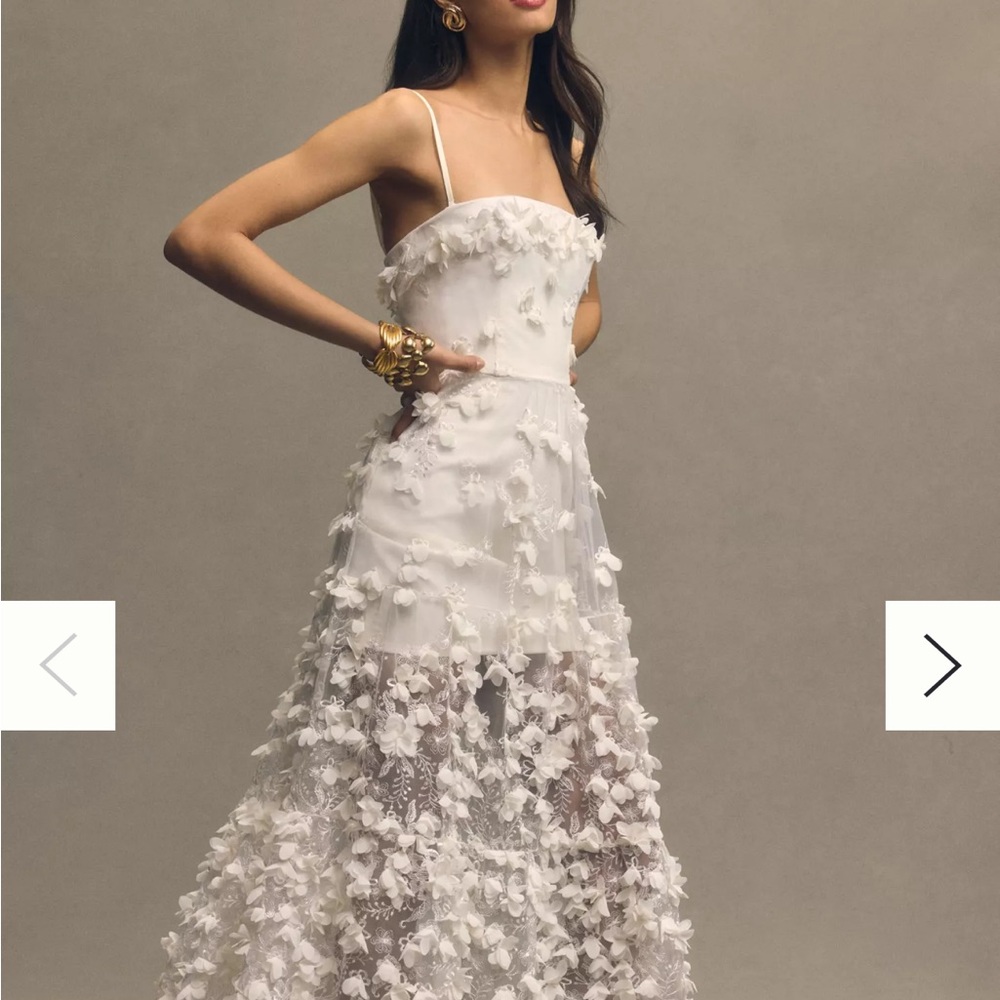 Anthropologie White Floral Midi Dress - the Helsi Audrey square neck